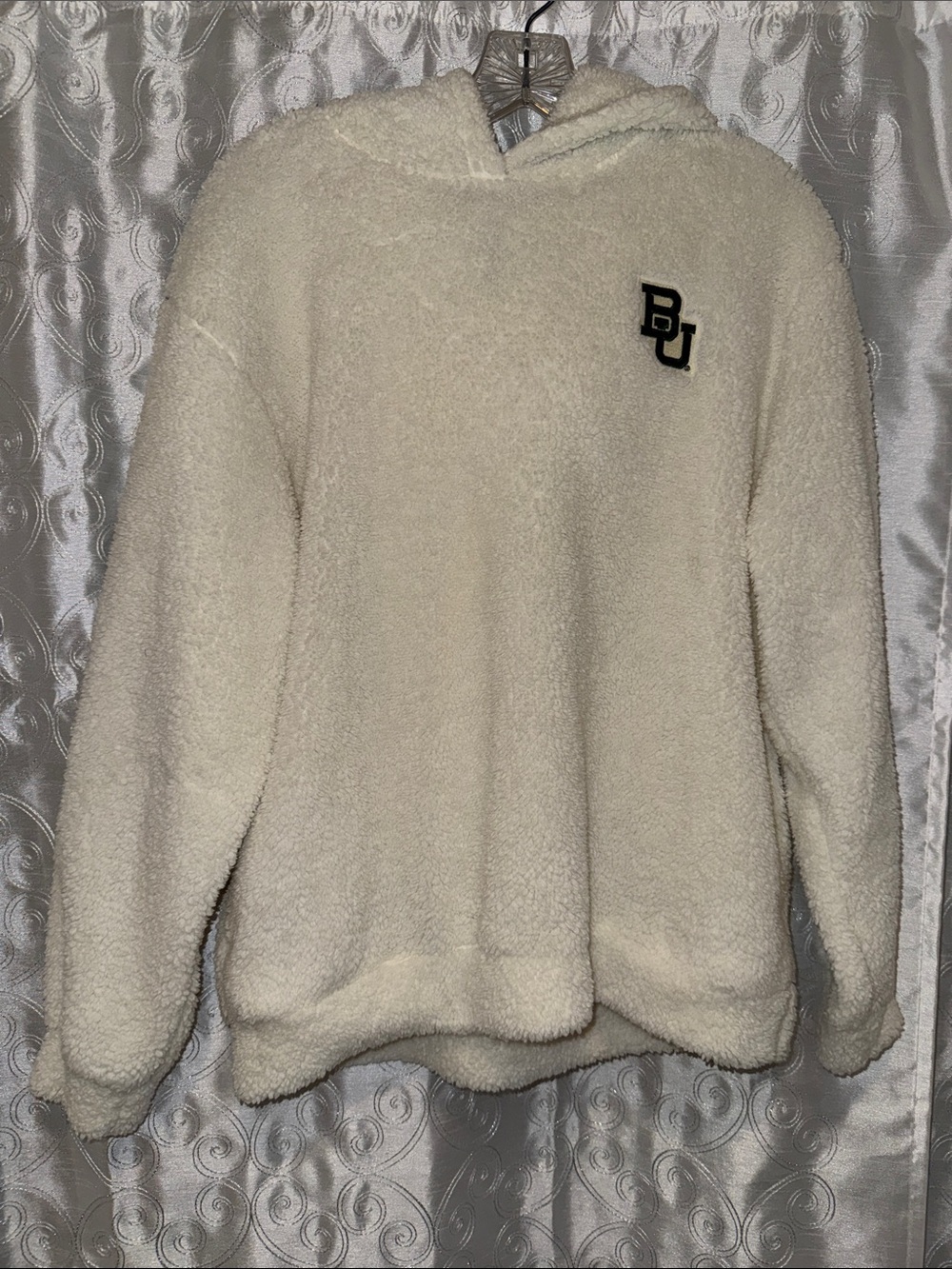 Pro Edge Baylor University BU Embroidered Cream Sherpa Pullover Girls Size L 🔥G9